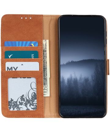 Xiaomi Redmi Note 9T Hoesje Retro Wallet Book Case Bruin Hoesjes