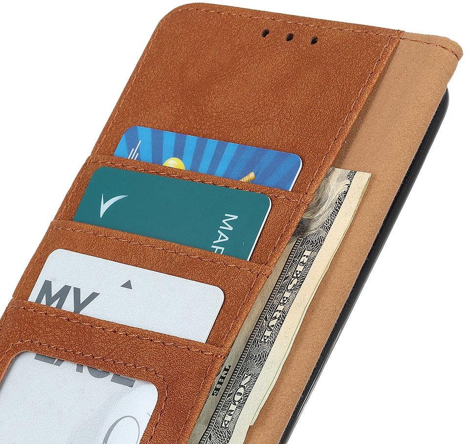 Xiaomi Redmi Note 9T Hoesje Retro Wallet Book Case Bruin afbeelding 4