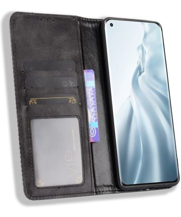 Xiaomi Mi 11 Hoesje Vintage Portemonnee Book Case Zwart Hoesjes