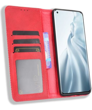 Xiaomi Mi 11 Hoesje Vintage Portemonnee Book Case Rood Hoesjes