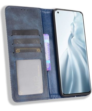 Xiaomi Mi 11 Hoesje Vintage Portemonnee Book Case Blauw Hoesjes