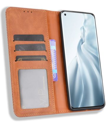 Xiaomi Mi 11 Hoesje Vintage Portemonnee Book Case Bruin Hoesjes