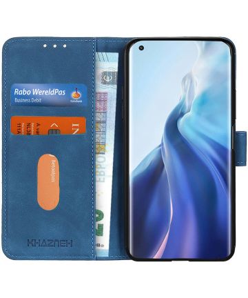 Xiaomi Mi 11 Hoesje Vintage Wallet Book Case Blauw Hoesjes