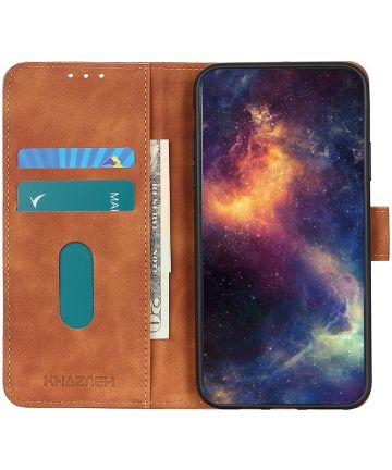 Xiaomi Redmi Note 9T Hoesje Vintage Wallet Book Case Bruin Hoesjes