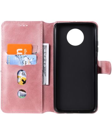 Xiaomi Redmi Note 9T Hoesje Portemonnee Retro Book Case Roze Hoesjes
