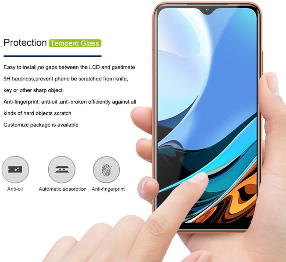 Amorus Xiaomi Redmi Note 9 / Redmi 9T Screen Protector 3D Glass afbeelding 3