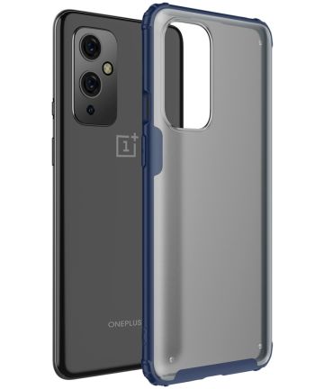 OnePlus 9 Hoesje TPU Hybride Back Cover Mat Transparant Blauw Hoesjes