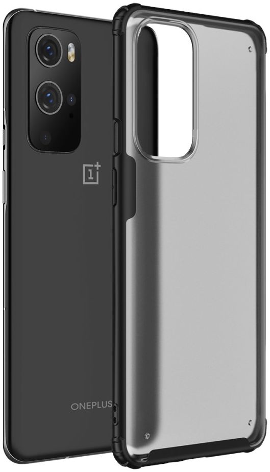 OnePlus 9 Pro Hoesje TPU Hybride Back Cover Mat Transparant/Zwart afbeelding 1