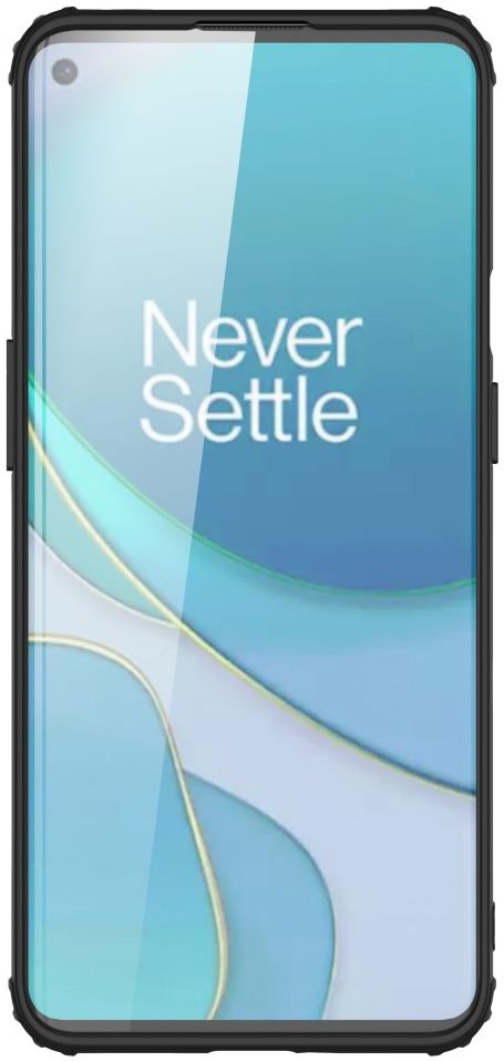 OnePlus 9 Pro Hoesje TPU Hybride Back Cover Mat Transparant/Zwart afbeelding 3