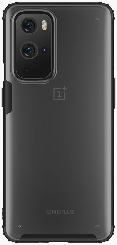 OnePlus 9 Pro Hoesje TPU Hybride Back Cover Mat Transparant/Zwart afbeelding 2
