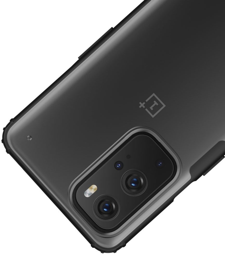 OnePlus 9 Pro Hoesje TPU Hybride Back Cover Mat Transparant/Zwart afbeelding 4