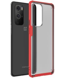 OnePlus 9 Pro Hoesje TPU Hybride Back Cover Mat Transparant/Rood