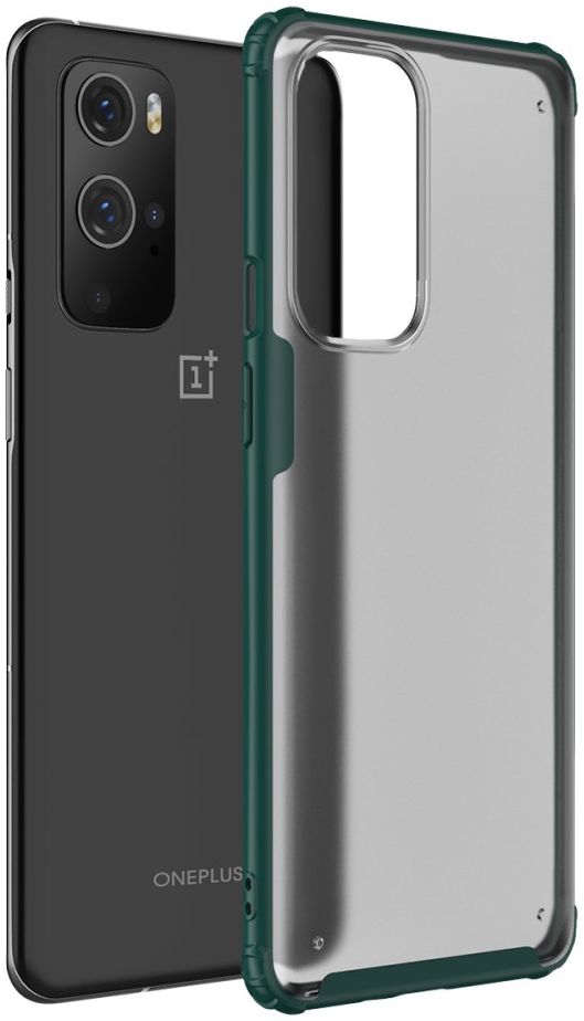 OnePlus 9 Pro Hoesje TPU Hybride Back Cover Mat Transparant/Groen afbeelding 1