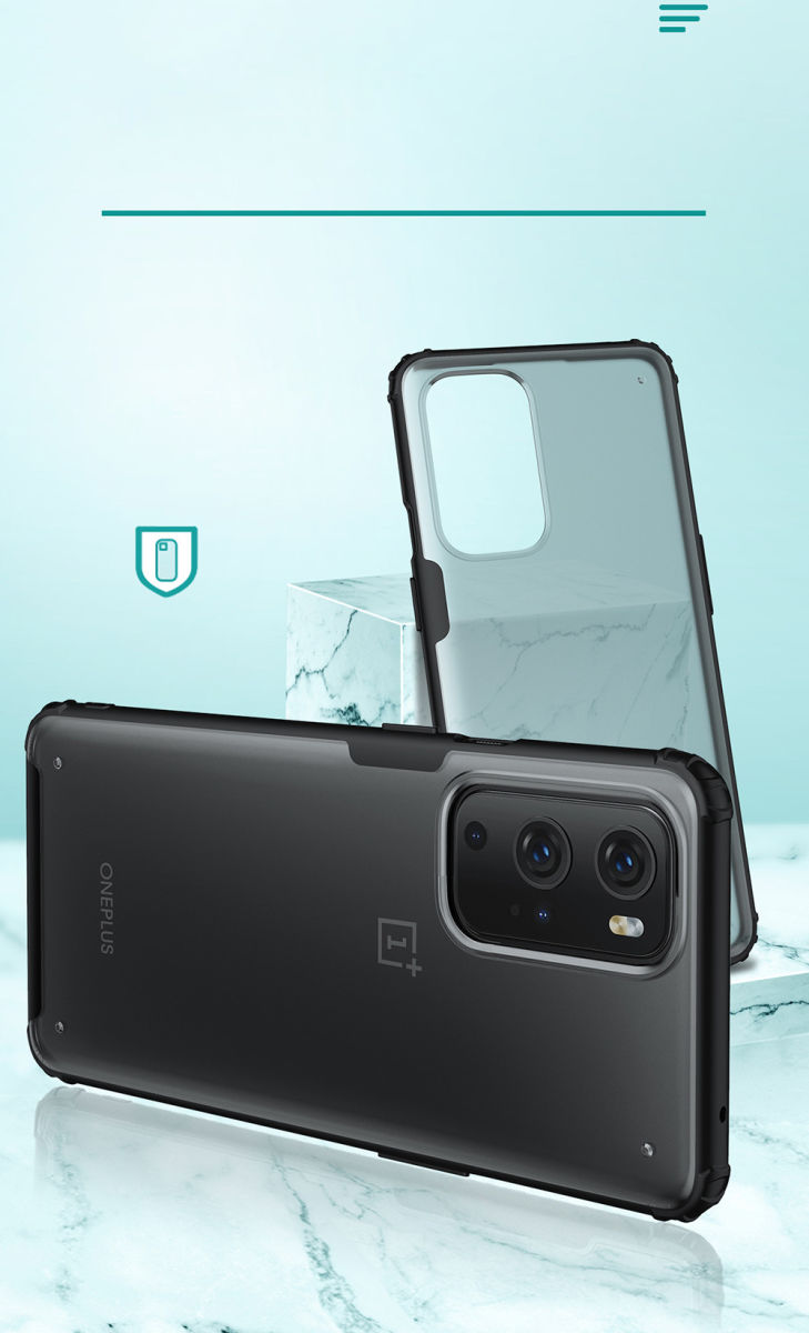 OnePlus 9 Pro Hoesje TPU Hybride Back Cover Mat Transparant/Groen afbeelding 3