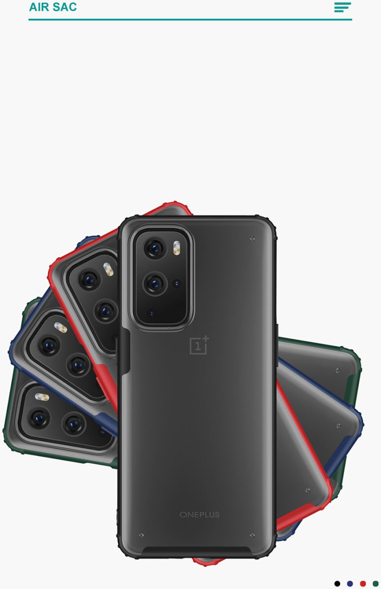 OnePlus 9 Pro Hoesje TPU Hybride Back Cover Mat Transparant/Groen afbeelding 9