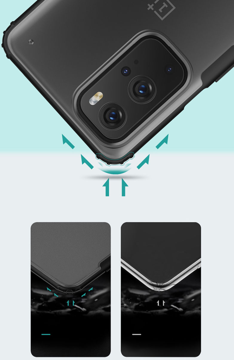 OnePlus 9 Pro Hoesje TPU Hybride Back Cover Mat Transparant/Groen afbeelding 4