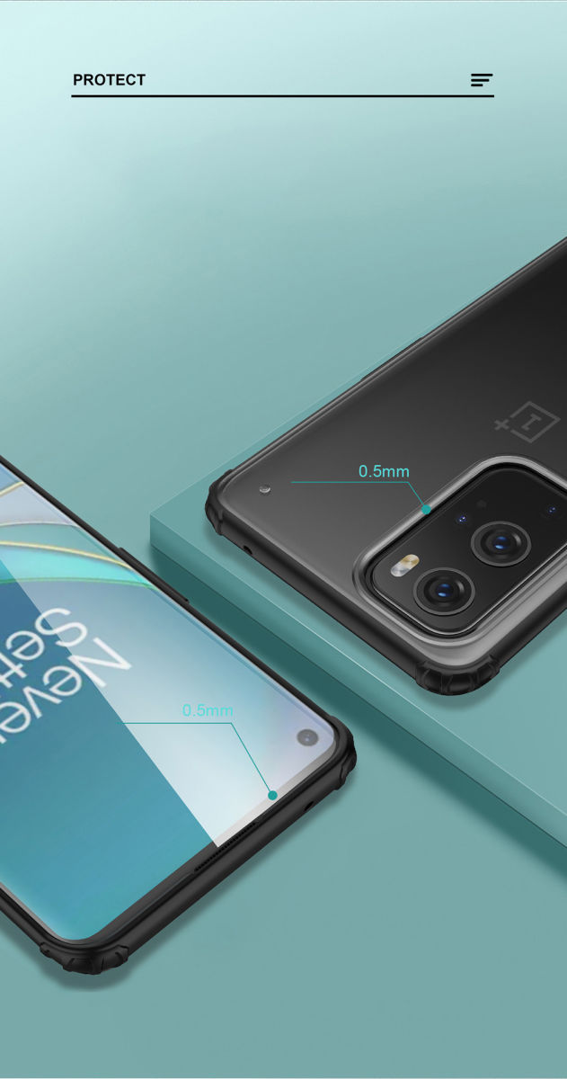 OnePlus 9 Pro Hoesje TPU Hybride Back Cover Mat Transparant/Groen afbeelding 8