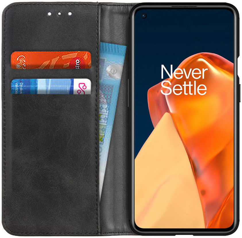 OnePlus 9 Hoesje Portemonnee Book Case Splitleer Zwart afbeelding 1