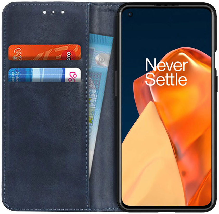 OnePlus 9 Hoesje Portemonnee Book Case Splitleer Blauw afbeelding 1