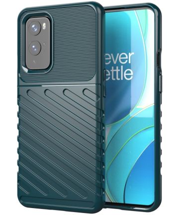 OnePlus 9 Hoesje Twill Thunder Texture Back Cover Groen Hoesjes