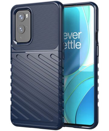 OnePlus 9 Hoesje Twill Thunder Texture Back Cover Blauw Hoesjes