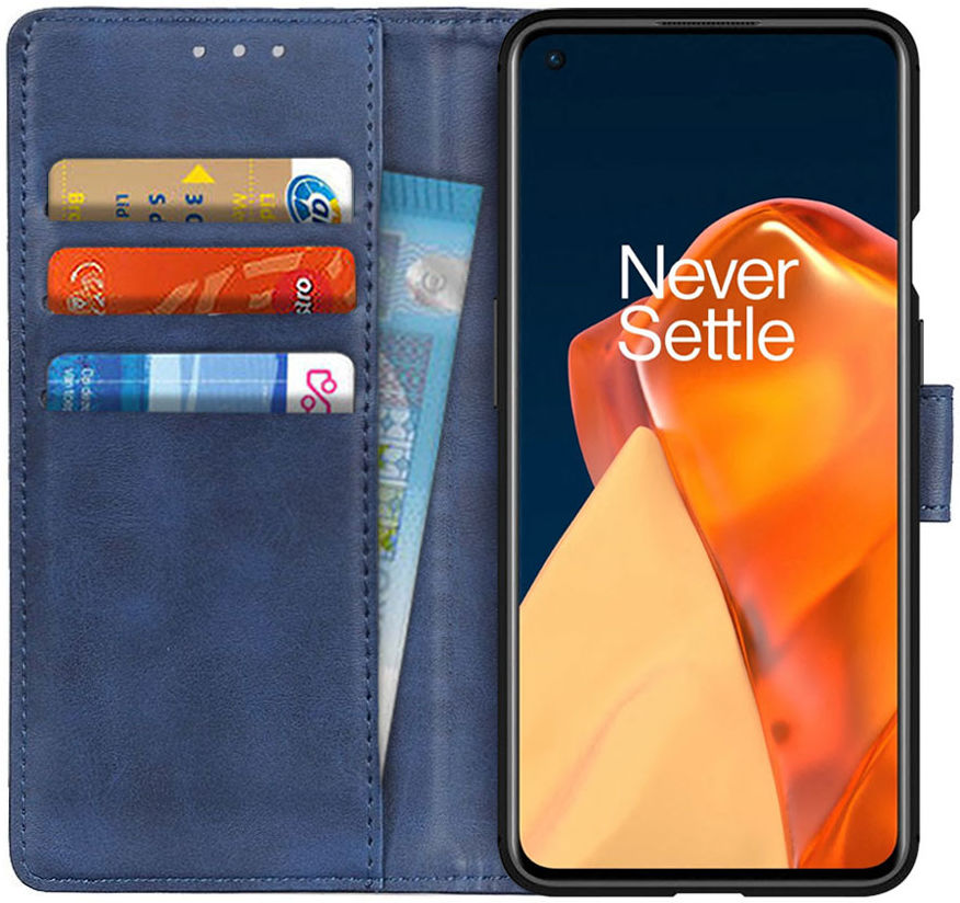 OnePlus 9 Hoesje met Pasjes Book Case Portemonnee Blauw afbeelding 1