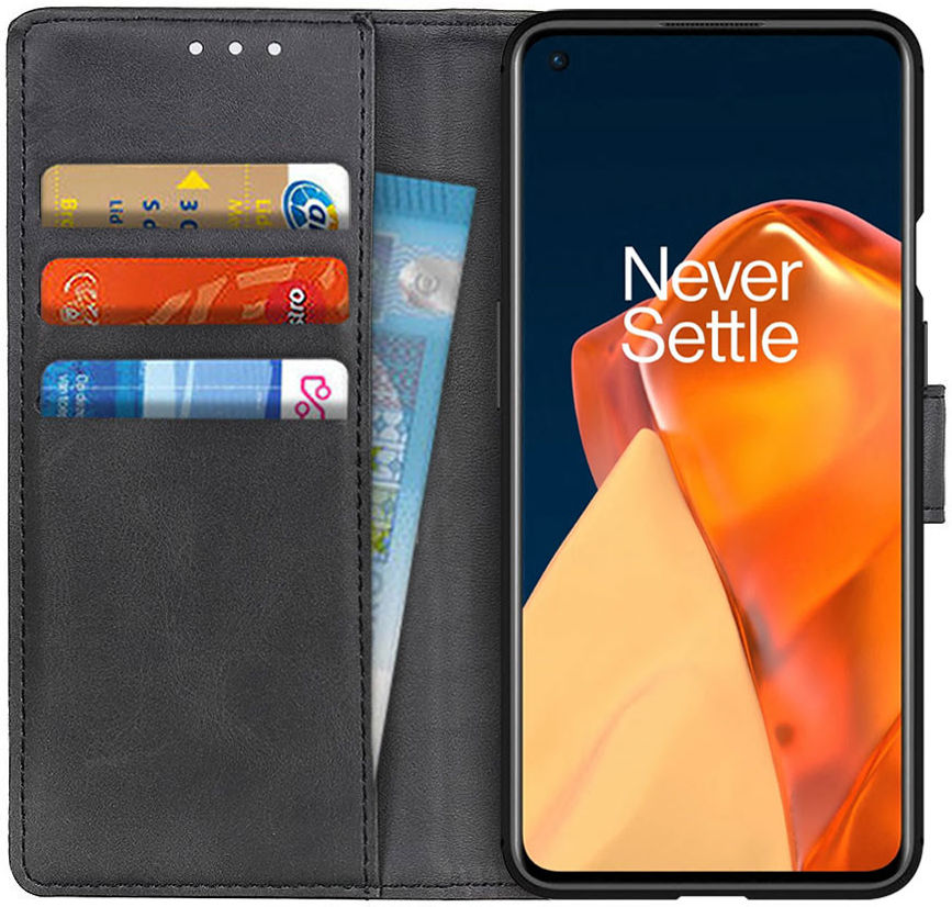 OnePlus 9 Hoesje met Pasjes Book Case Portemonnee Zwart afbeelding 1