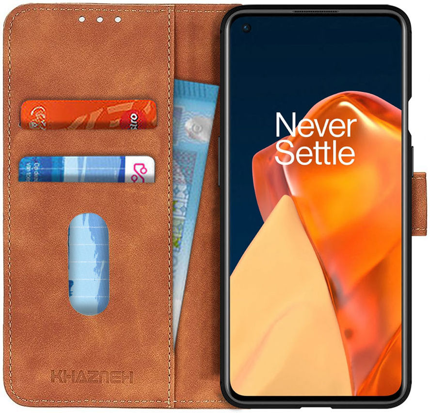 OnePlus 9 Hoesje Vintage Wallet Book Case Bruin afbeelding 1