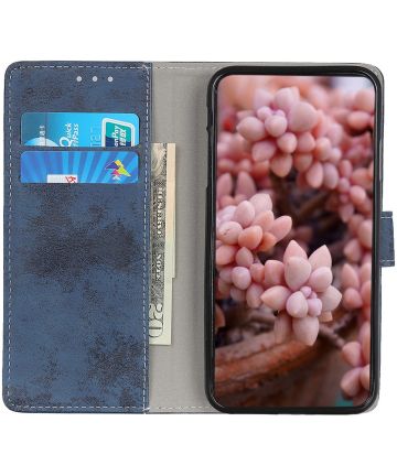 OnePlus 9 Hoesje Vintage Portemonnee Book Case Blauw Hoesjes
