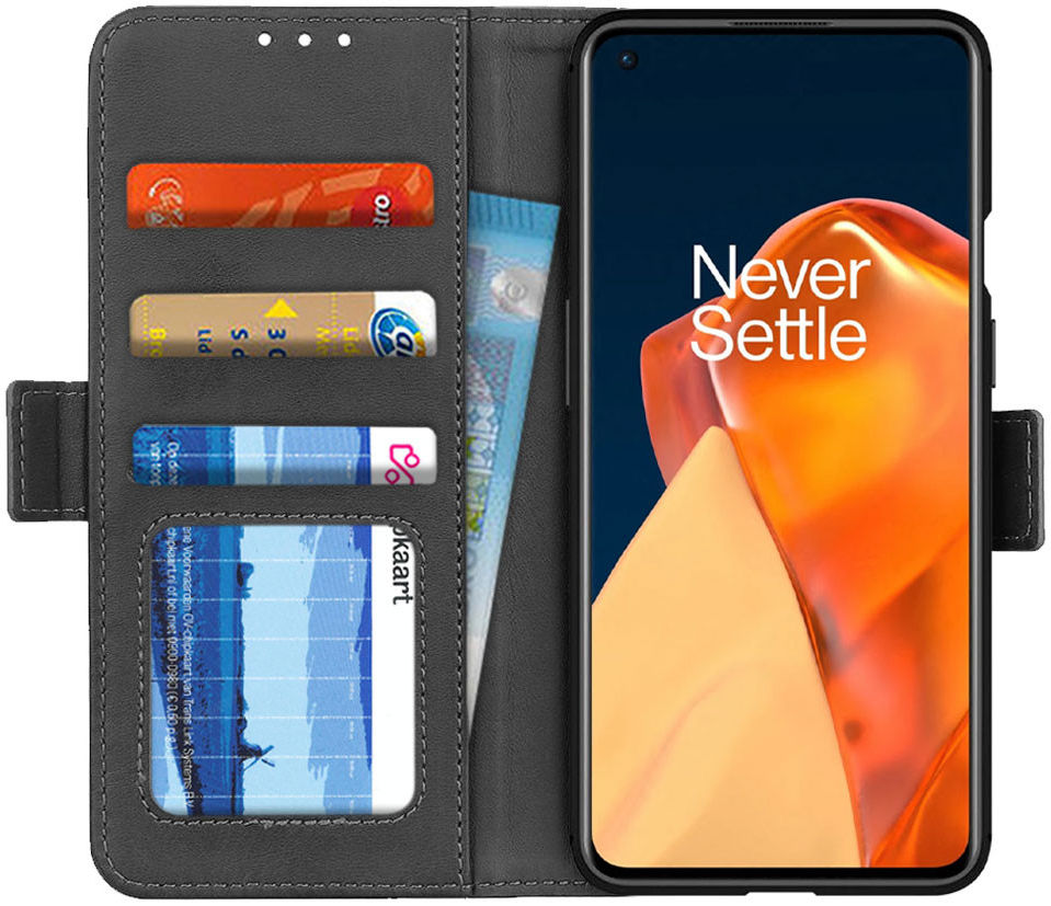 OnePlus 9 Pro Hoesje Portemonnee Book Case met Stand Zwart afbeelding 1