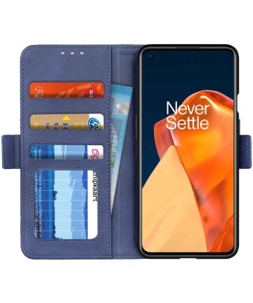 OnePlus 9 Pro Hoesje Portemonnee Book Case met Stand Blauw Hoesjes
