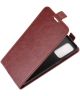 OnePlus 9 Hoesje Verticale Flip Wallet Case Kunstleer Bruin