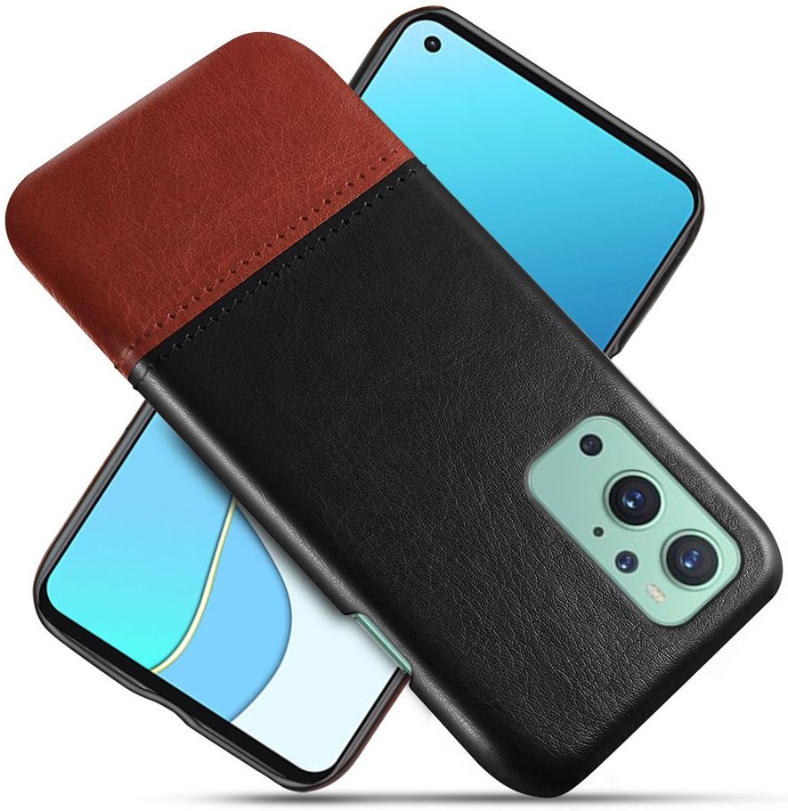 OnePlus 9 Hoesje met Kunstleer Coating Back Cover Zwart afbeelding 1