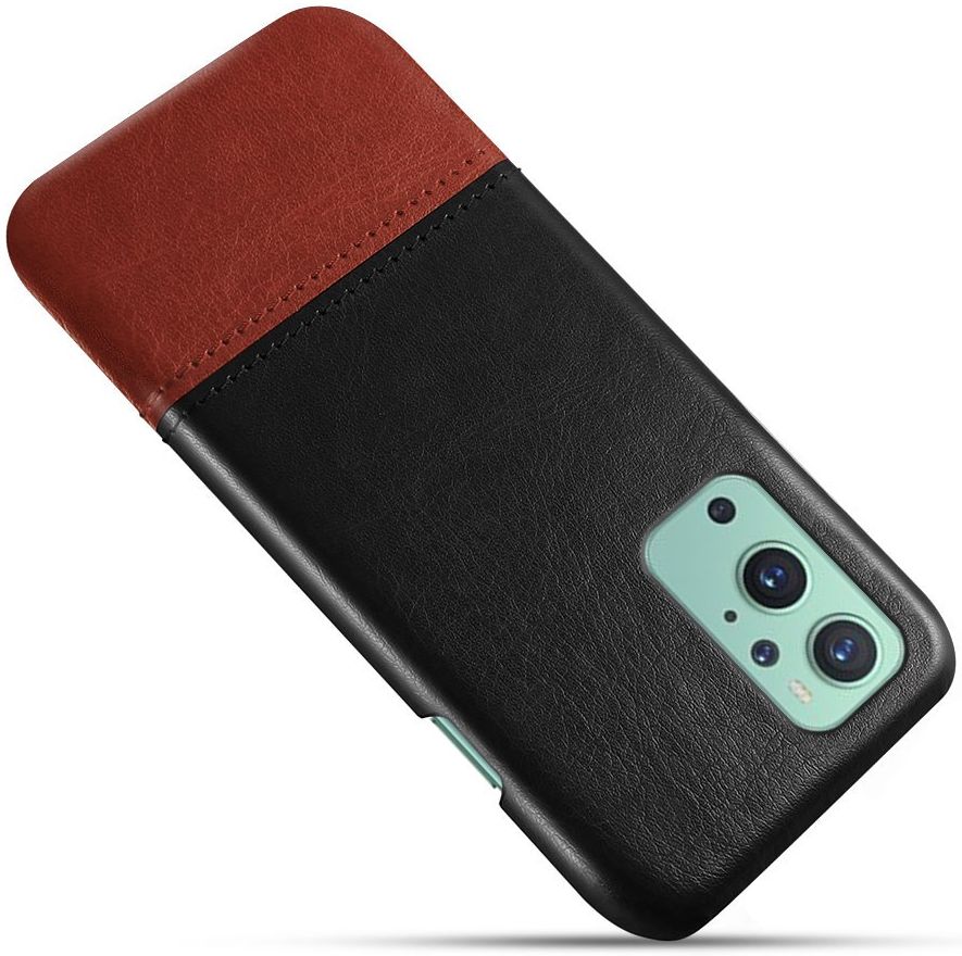 OnePlus 9 Hoesje met Kunstleer Coating Back Cover Zwart afbeelding 2