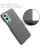OnePlus 9 Hoesje Hard Plastic met Stof Textuur Back Cover Grijs