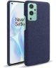 OnePlus 9 Hoesje Hard Plastic met Stof Textuur Back Cover Blauw