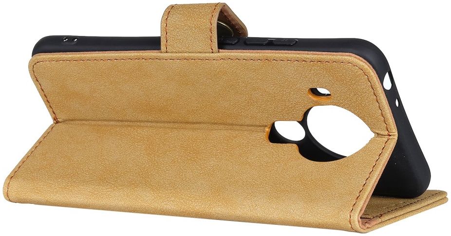 KHAZNEH Nokia 5.4 Hoesje Retro Wallet Book Case met Stand Geel afbeelding 7