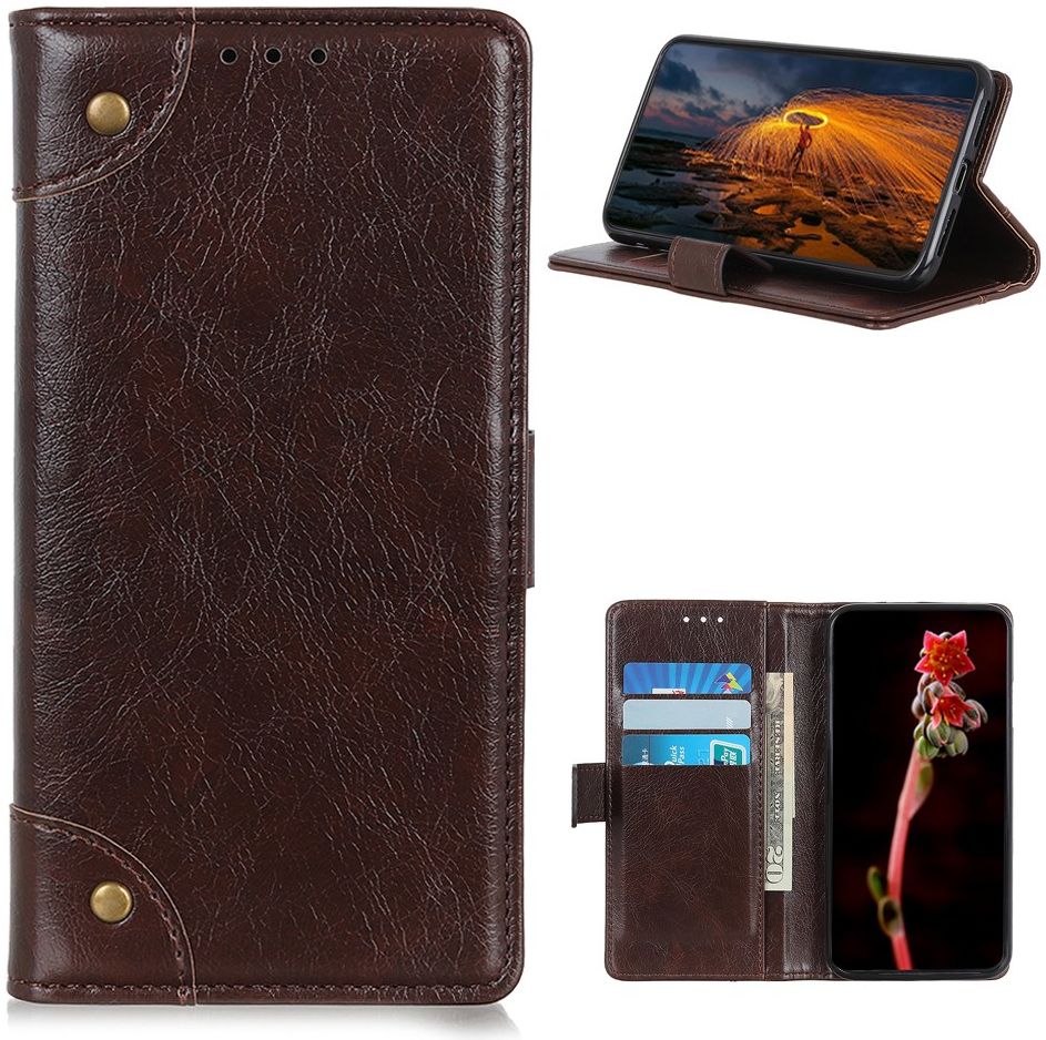 Nokia 5.4 Hoesje Wallet Book Case met Pasjes Coffee afbeelding 5