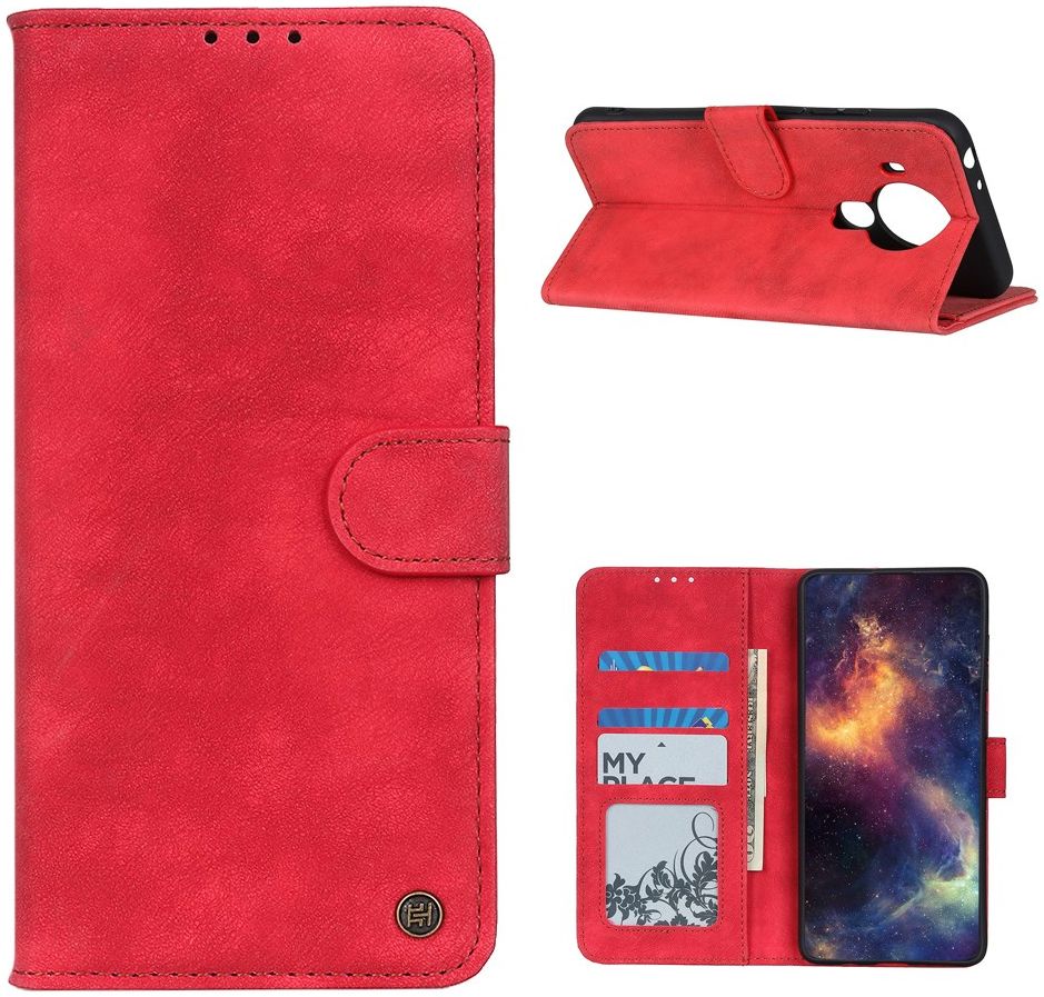 Nokia 5.4 Portemonnee Hoesje met Standaard Kunstleer Rood afbeelding 10