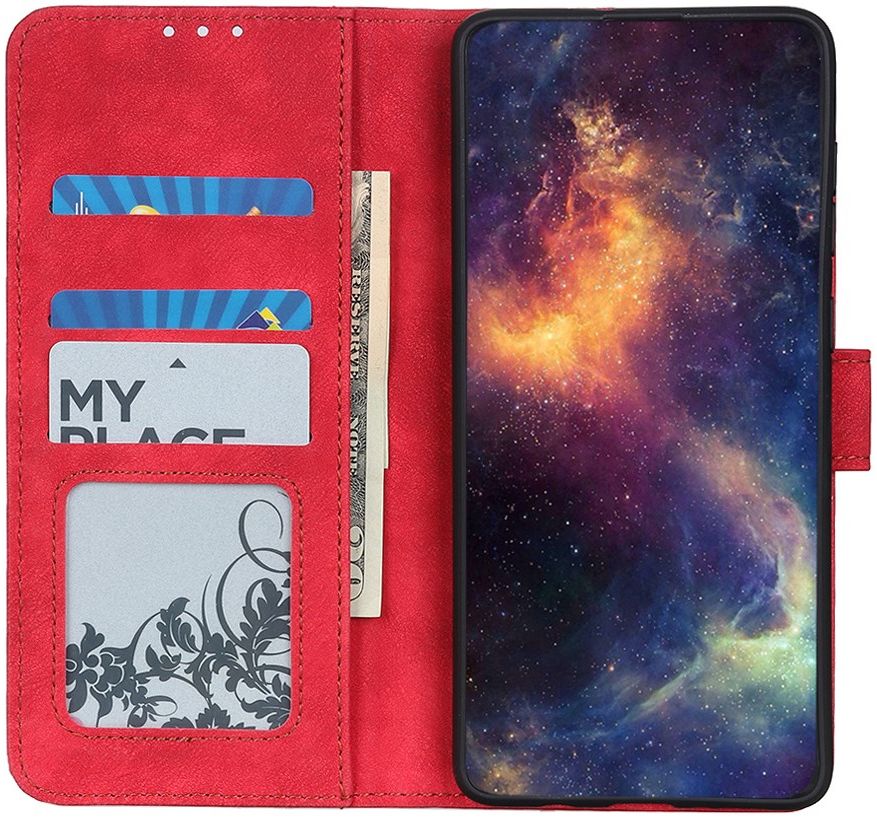 Nokia 5.4 Portemonnee Hoesje met Standaard Kunstleer Rood afbeelding 1