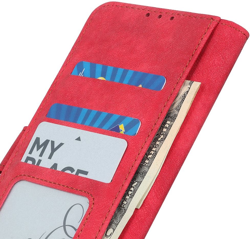 Nokia 5.4 Portemonnee Hoesje met Standaard Kunstleer Rood afbeelding 4