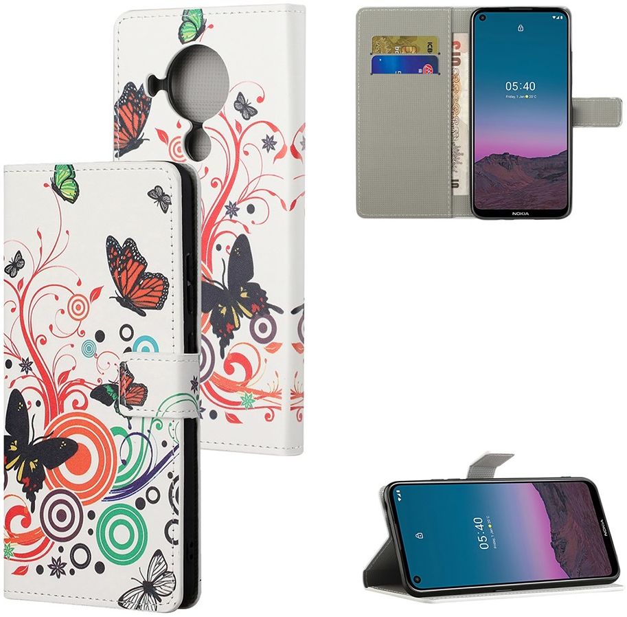 Nokia 5.4 Hoesje Portemonnee Book Case met Print Vlinder afbeelding 6