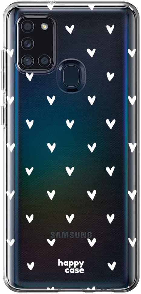 HappyCase Samsung Galaxy A21S Flexibel TPU Hoesje Hartjes Print afbeelding 1