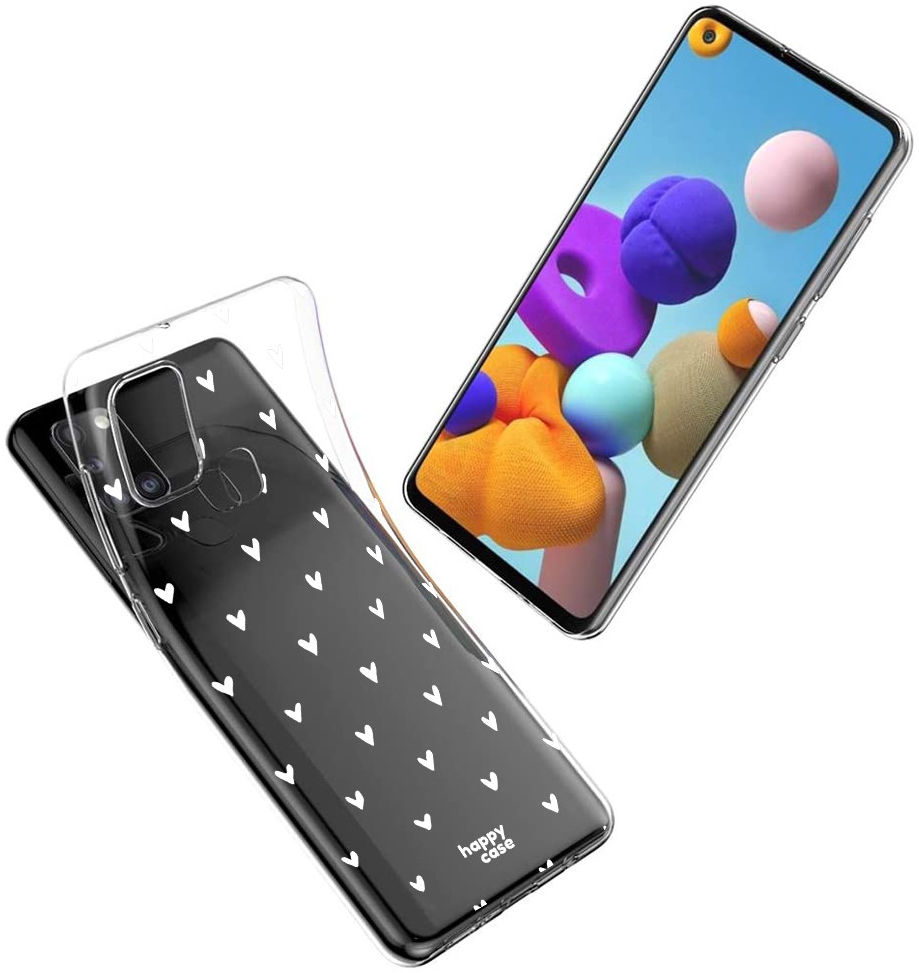 HappyCase Samsung Galaxy A21S Flexibel TPU Hoesje Hartjes Print afbeelding 6