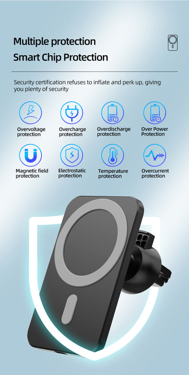 Telefoonhouder Ventilatierooster / Dashboard voor MagSafe 15W Zwart afbeelding 13