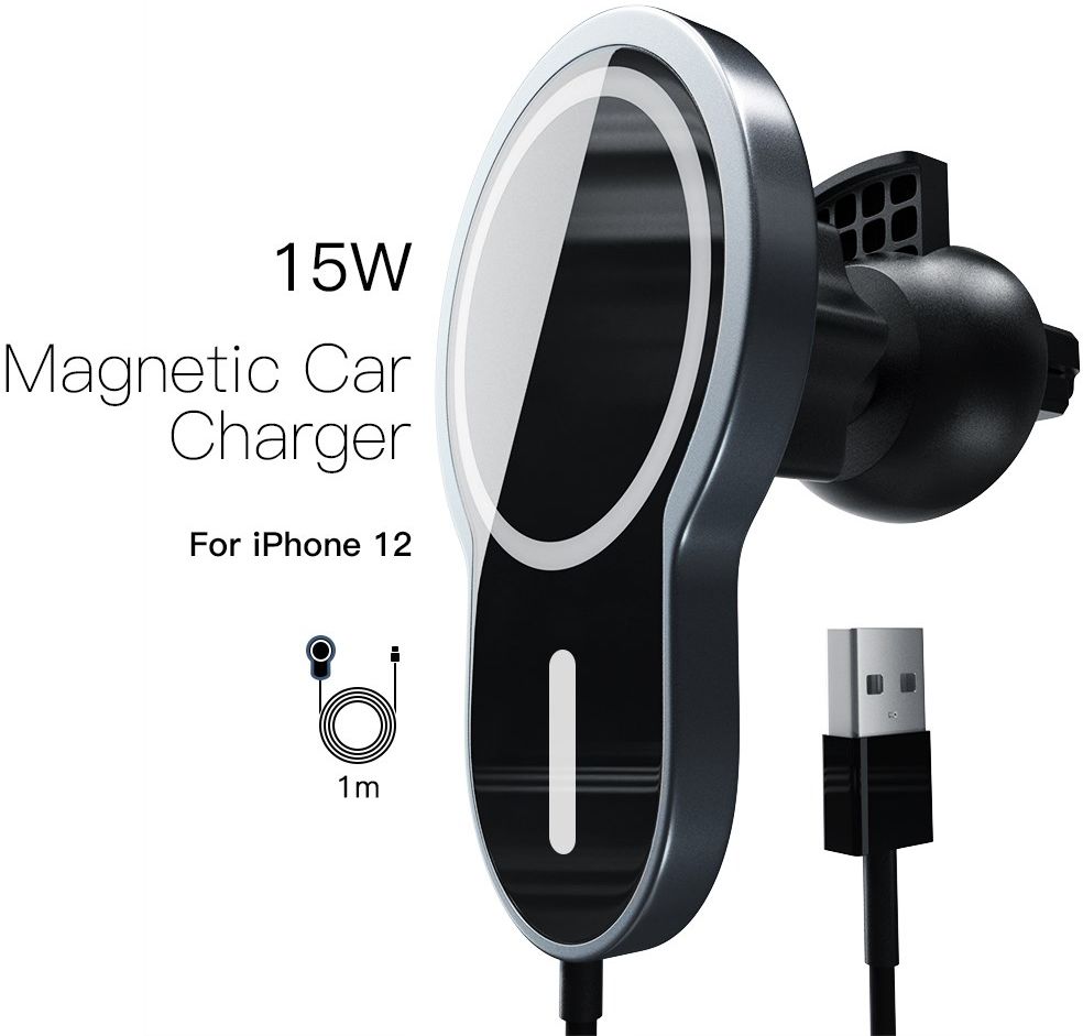 Ventilatierooster Telefoonhouder voor MagSafe met 15W QI Opladen Zwart afbeelding 4