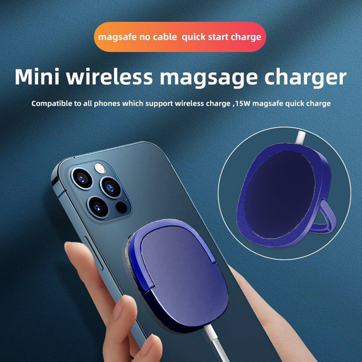 Magnetische Draadloze Oplader voor MagSafe 15W met Standaard Blauw afbeelding 2