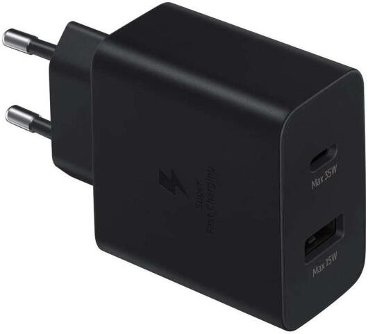 Originele Samsung 35W Power Adapter Duo USB-C / USB-A Snellader Zwart afbeelding 1