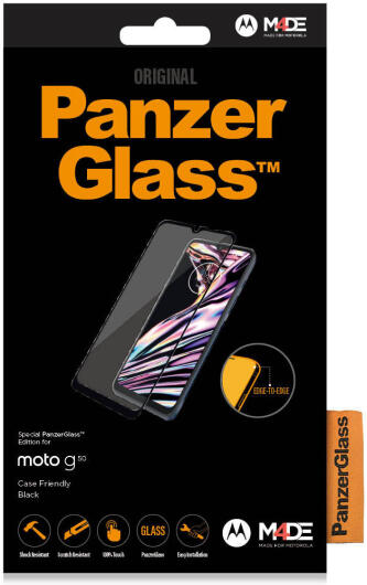 PanzerGlass Motorola Moto G50 Screen Protector Case Friendly Zwart afbeelding 1
