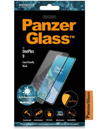 PanzerGlass OnePlus 9 Screen Protector Antibacterieel Zwart Screen Protectors